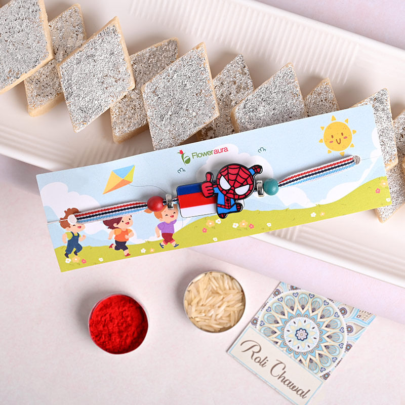 Kaju Katli With Spiderman Rakhi