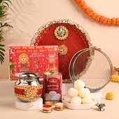 Karwa Chauth Pooja Thali N Sweet Delight Hamper