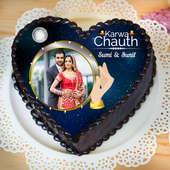 Heart Shaped Chocolate Cake for Karwa Chauth