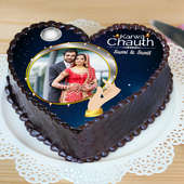 Heart Shaped Chocolate Cake for Karwa Chauth - Zoom View
