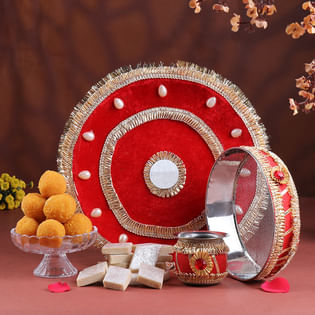 Karwa Chauth Thali Set N Sweets Combo