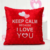 12x12 bright red Keep Calm Because I Love You quoted cushion - valentine gift online