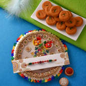 Kesar Peda N Rainbow Thali With Beads Rakhi