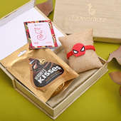 Kid Rakhi Kisses Box - Spiderman Rakhi With Floweraura Box