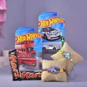 Kids Car Theme Rakhis with Toy Cars n Chocolates