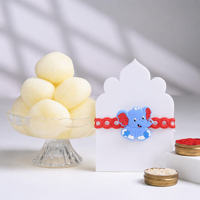 Kids Elephant Rakhi With Rasgulla