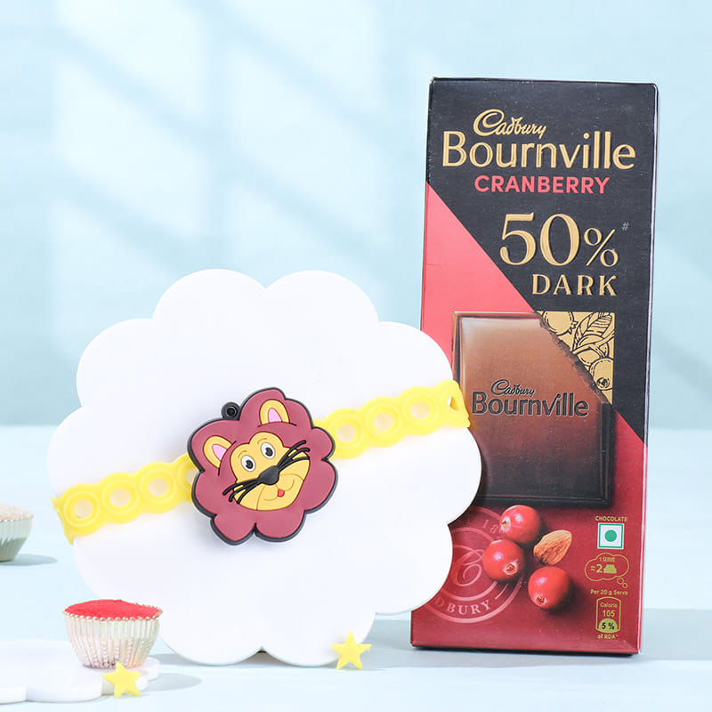 Kids Lion Rakhi With Cranberry Chocolate