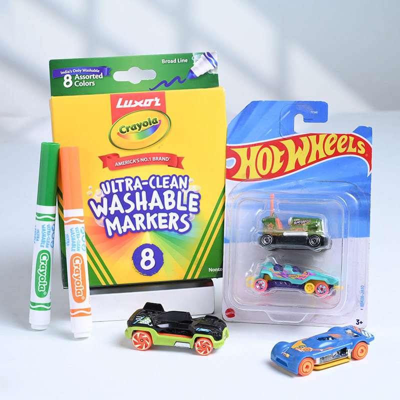 Kids Rakhi With Crayola Markers N Hot Wheels Cars