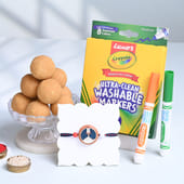Kids Rakhi With Markers N Besan Ladoo-UK