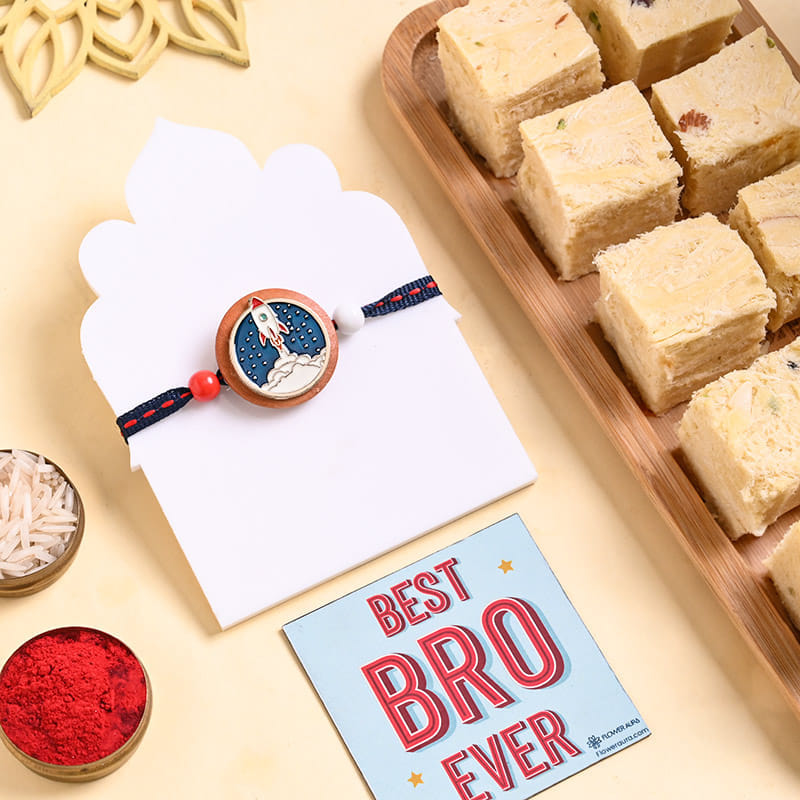 Space Theme Kids Rakhi With Soan Papdi