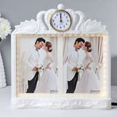 Kissing Swan Clock Photo Frame - Personalised Anniversary Gift