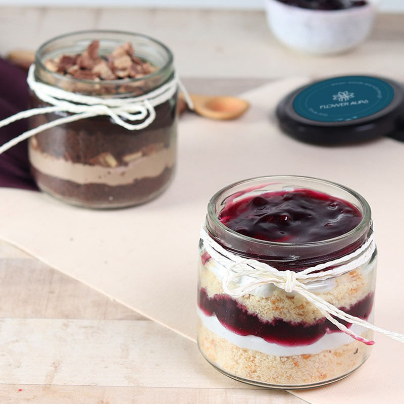 Kitkat and Blueberry Jar Cake For Birthday - Side View