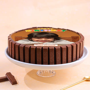 Kitkat N Gems Delicious Photo Cake - Side View