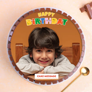 Kitkat N Gems Delicious Photo Cake - Top View