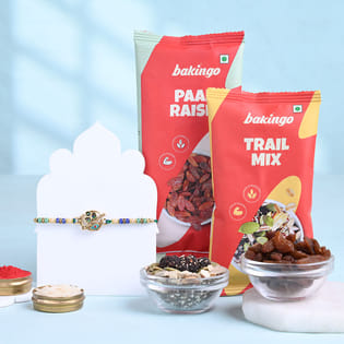 Krishna Bansuri Rakhi With Gourmet Snacks