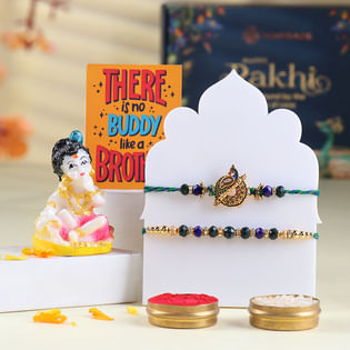 Krishna Rakhi Set Of 2 N Krishan Idol Combo