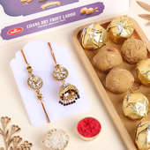 Kundan Bhaiya Bhabhi Rakhi Set With Chana Dry Fruit Ladoo