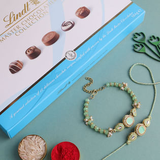 Kundan Bhaiya Bhabhi Rakhis With Chocolate Set