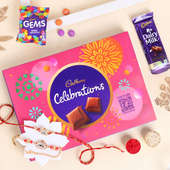 Kundan Couple Rakhi With Cadbury Treats