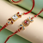 Order Stone Rakhi for Brother online - Kundan N Stone Rakhi Duo