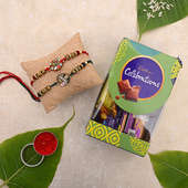 Kundan Rakhi Celebrations - Set of 2 Bhaiya Bhabhi Rakhi with chocolate