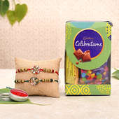  Kundan Rakhi with Bhaiya Bhabhi Rakhi chocolate Box online in India