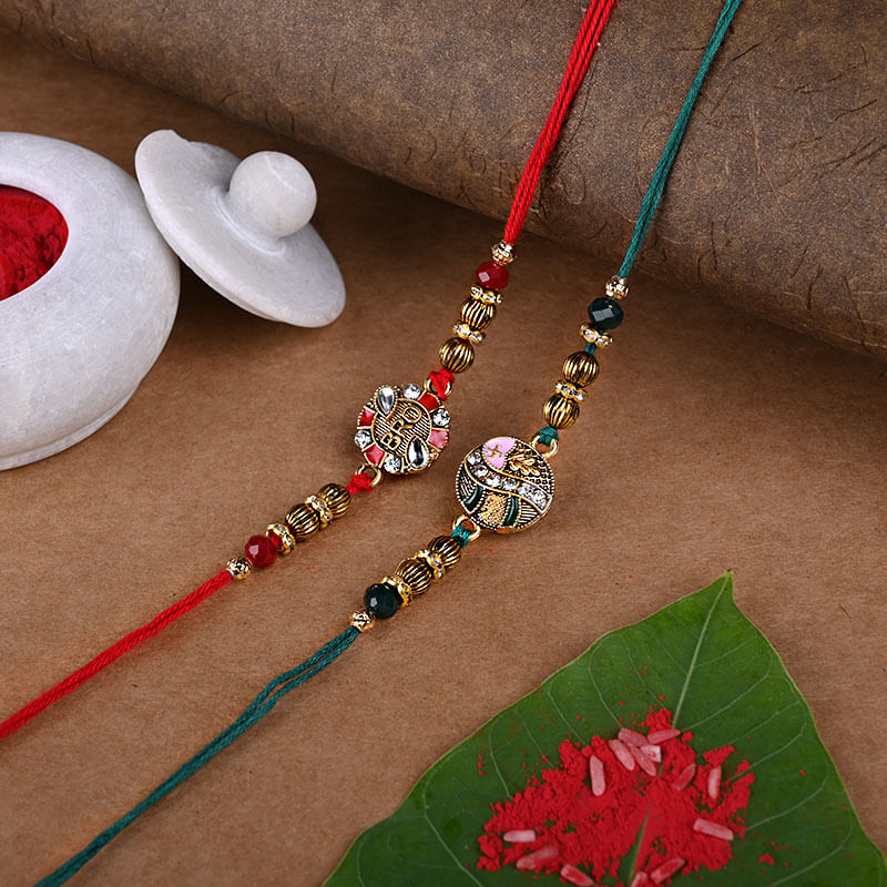 Kundan Rakhi online with chocolate gifts hamper