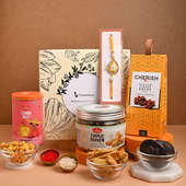 Buy Kundan Rakhi With Cookies Almond N Nuts online For Brother