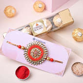 Kundan Work Designer Rakhi N Ferrero Rocher Chocolates