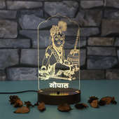 Laddu Gopal Glowing Lamp - LED Acrylic Multicolour Lamp with Top Glowing Part and Wooden Box