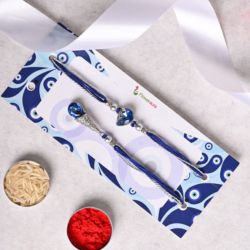 Send Ladoo N Choco With Fancy Couple Rakhi - Lumba Rakhi for Bhaiya bhabhi