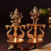 Lakshmi Ganesha Brass Diya Set