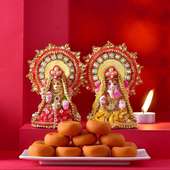 Lakshmi Ji n Ganesha Ji Idols with Kesar Peda