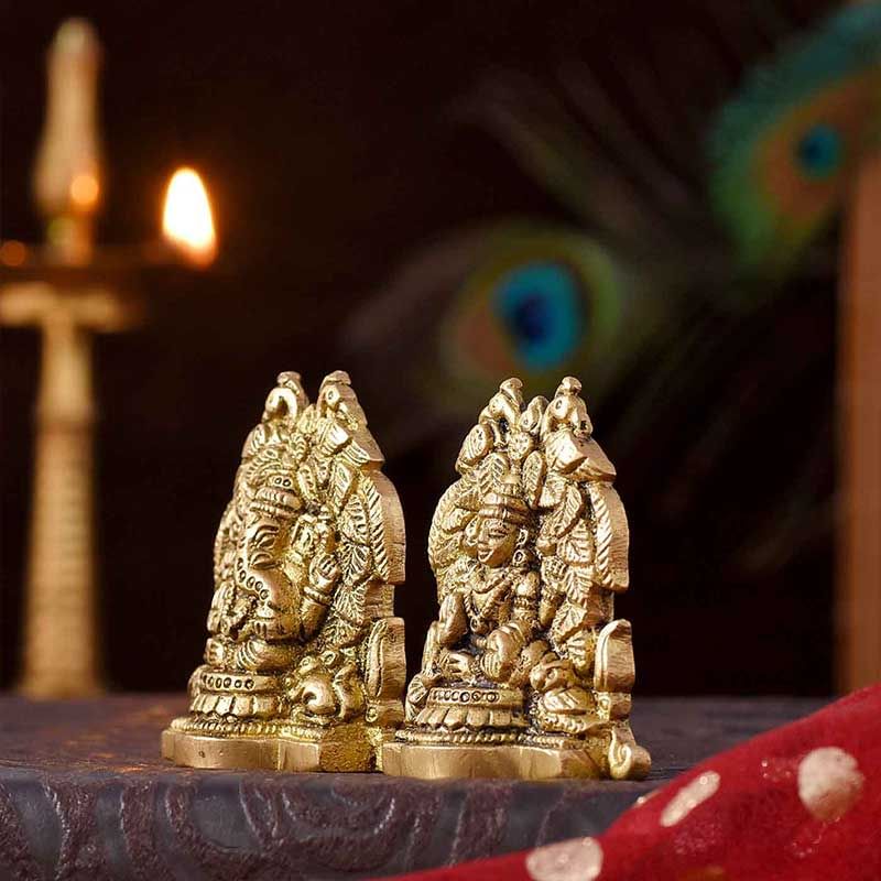 Lakshmi N Ganesha Brass Figurines