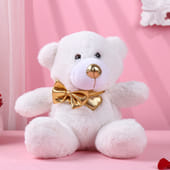 12 Inch Snow White Teddy Bear with Golden Bow