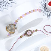 Lavender Beads Bhai Bhabhi Rakhi Set