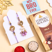 Lavender Bhai Bhabhi Rakhi Set With Chocolate