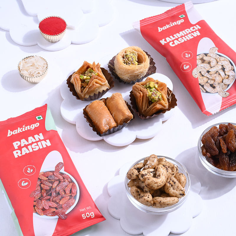 Lavender Bhai Bhabhi Rakhis With Baklava N Nuts