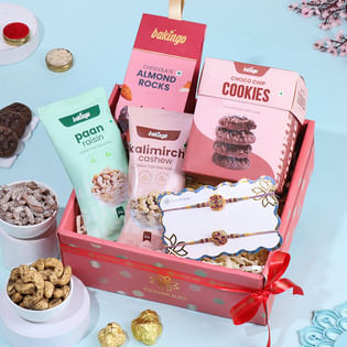 Lavender Rakhi Duo With Nuts N Cookies-Overseas