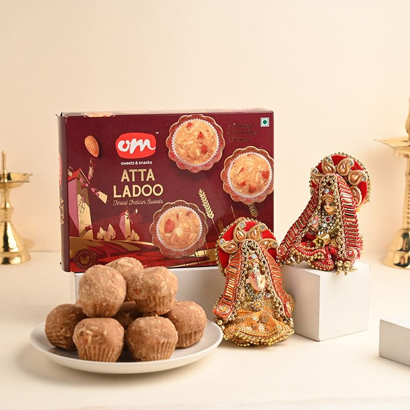 Send Laxmi Ganesh Idol N Atta Ladoo Diwali Token Online