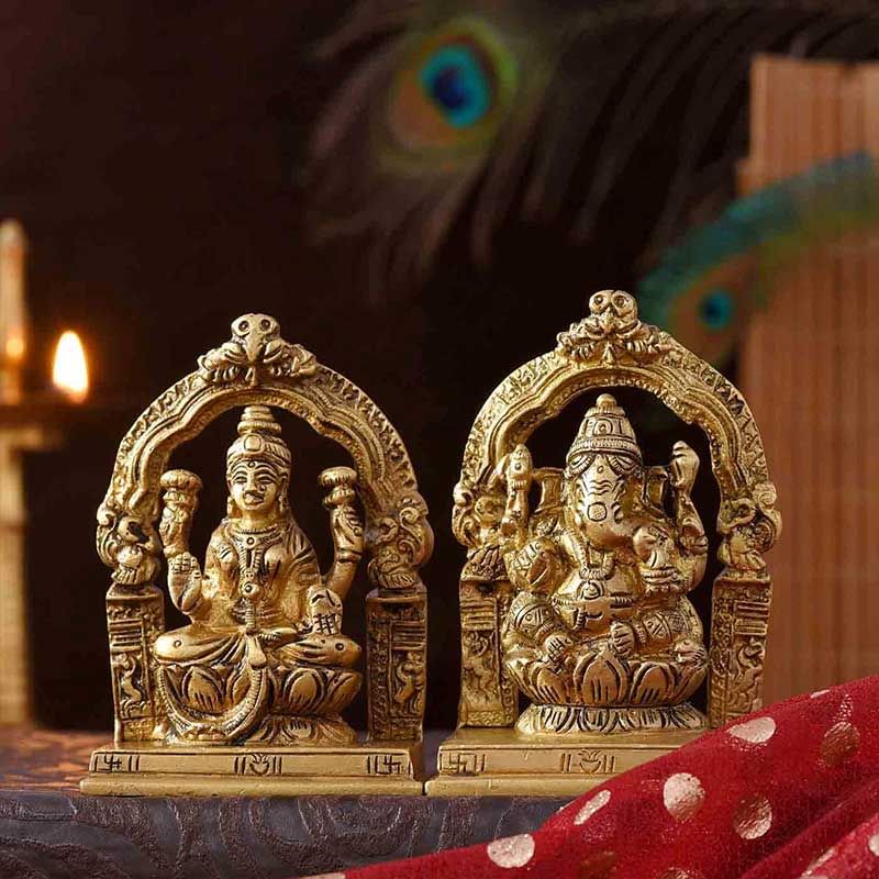 Laxmi Ganesha Brass Idols Set