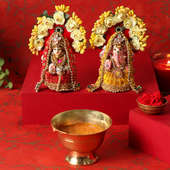 Laxmi Ganesha Idol N Diyas For Diwali