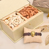 Leather Rakhi Dry Fruit Box - One Bracelet Rakhi Premium Box
