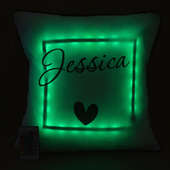 Personalised LED Green Name cushion