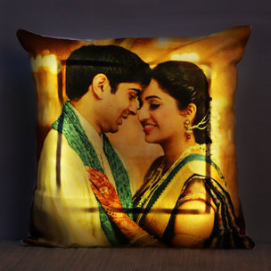 Personalised LED Photo Cushion for Anniversary