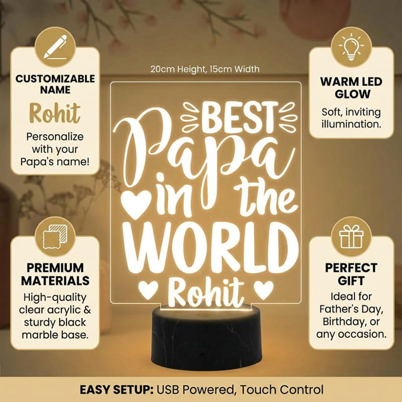 Led Photo Lamp For Best Papa In The World