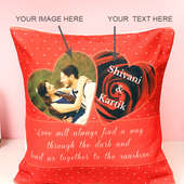 Personalised red coloured Cushion Gift 