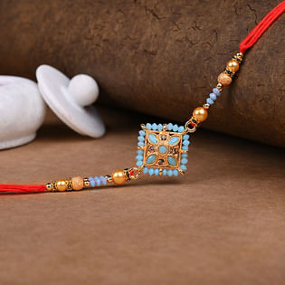 Light Blue Bead Rakhi - One Ethnic Rakhi