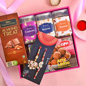 Send Lumba Rakhi For Bhaiya bhabhi Online With Chocolates, Dry Fruits, Sweets Combo