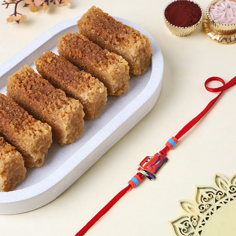 Lightning Racer Kids Rakhi With Milk Cake